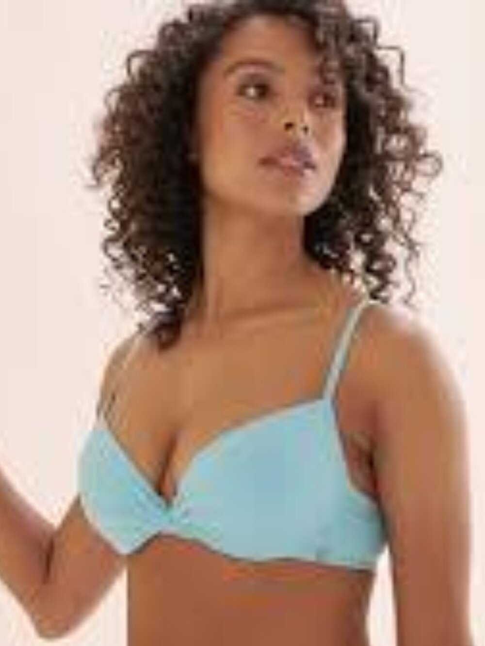 BNWT Turquoise Couture Mykonos Palm Plunge Bikini Top, Teal Blue, Medium